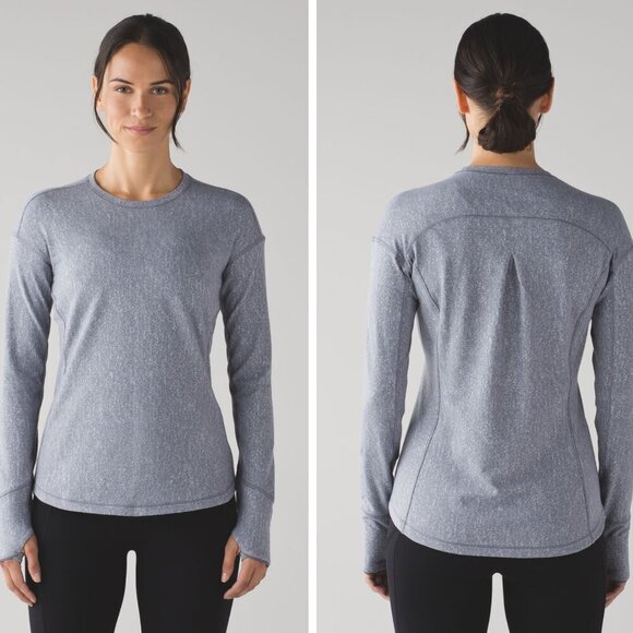 lululemon athletica Tops - Lululemon Outrun Long Sleeve Running Luon Suited Jacquard Arctic Grey - 27584